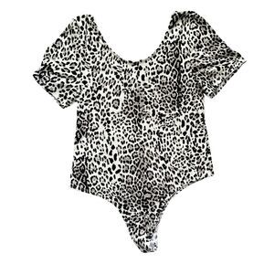 ee:some Animal Print Short Sleeve Bodysuit Large
